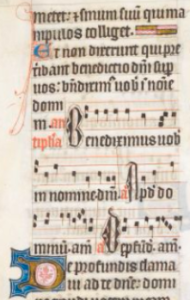 Antiphon to Ps. 129 in the howard Psalter, BL Arundel MS 83, 14th c.